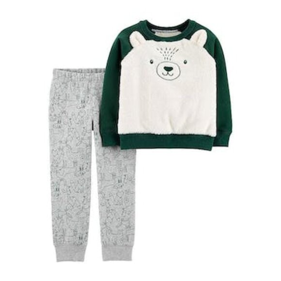 Carter's Baby Boys 2-Pc. Faux-Fur Sweatshirt and Fleece Jogger Pants Set - Picture 1 of 1